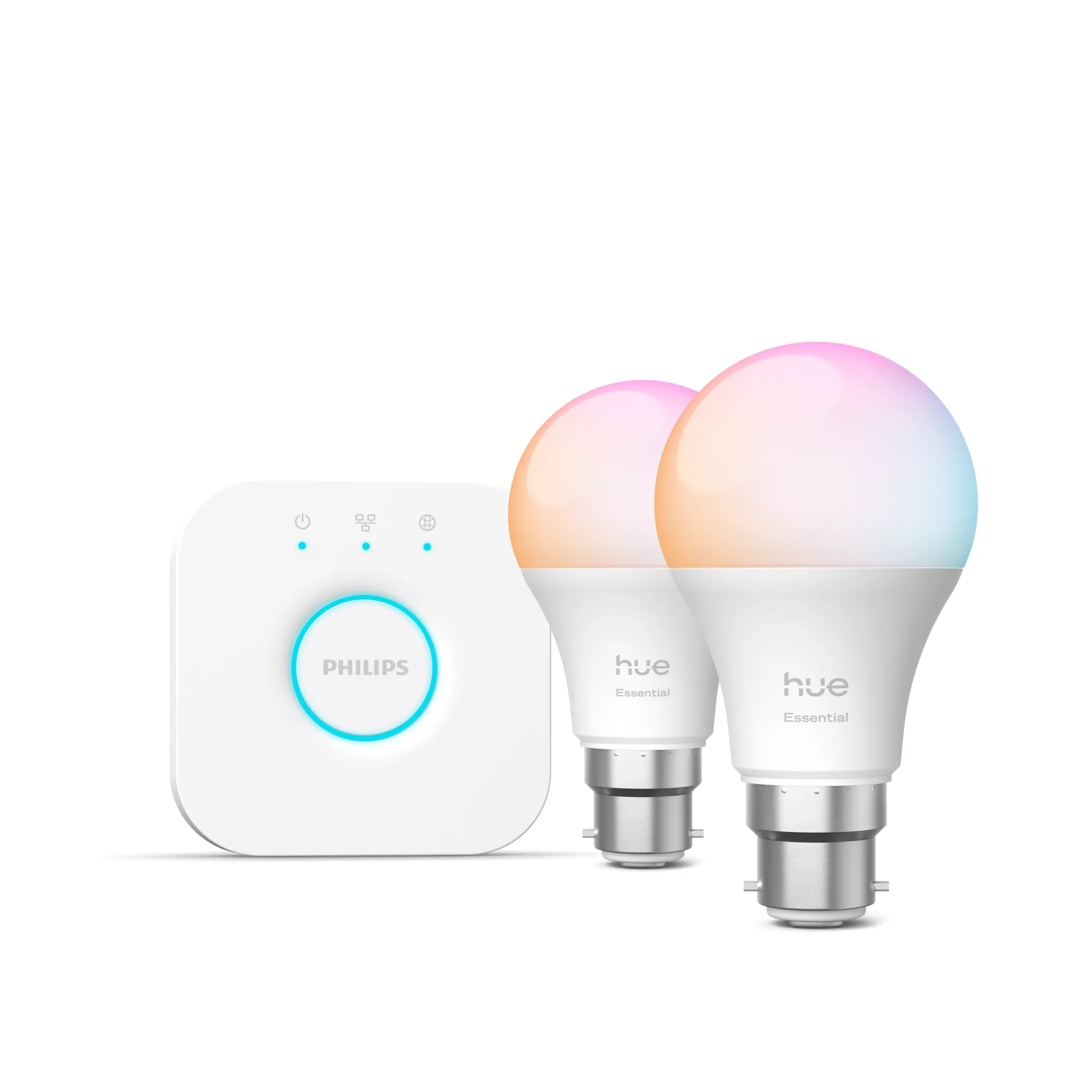 Philips by Signify Philips Hue White and colour ambience Essential starter kit: 2 B22 smart bulbs (806 lm)