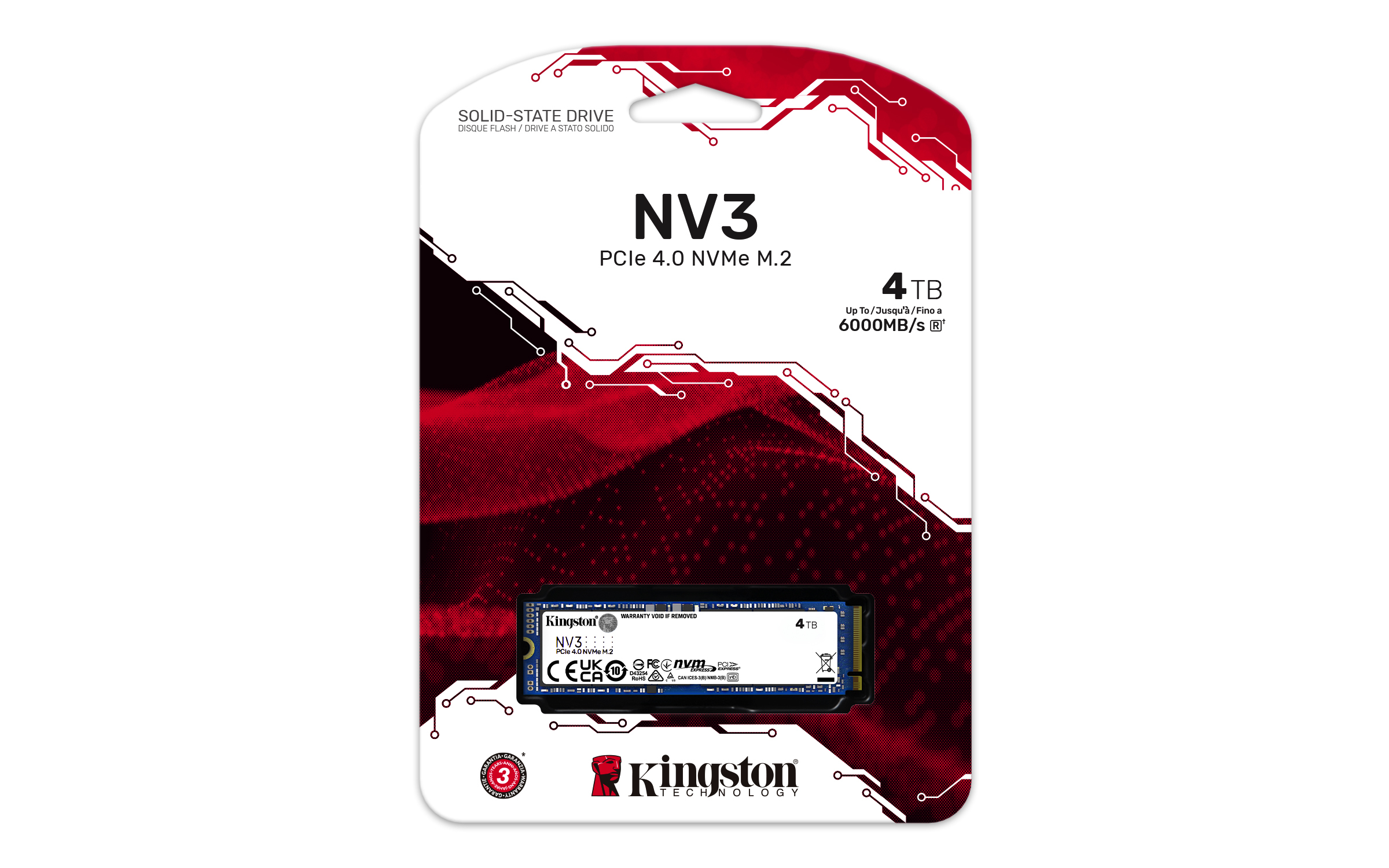Unidad de Estado Sólido Kingston NV3 - M.2 - 4TB - PCI-E 4.0 - SNV3S/4000G Unidad de Estado Sólido Kingston NV3 - M.2 - 4TB - PCI-E 4.0 - SNV3S/4000G