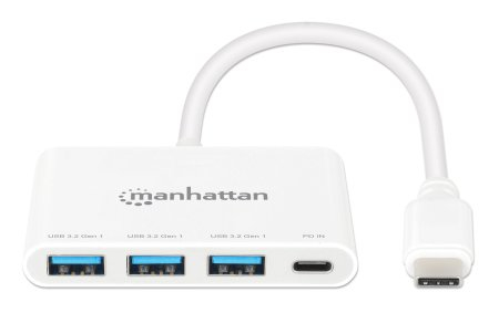 Manhattan USB-C Dock/Hub, Ports (4): USB-A (x3) and USB-C, 5 Gbps (USB 3.2 Gen1 aka USB 3.0), With Power Delivery (100W) to USB-C Port (Note additional USB-C wa – image 3