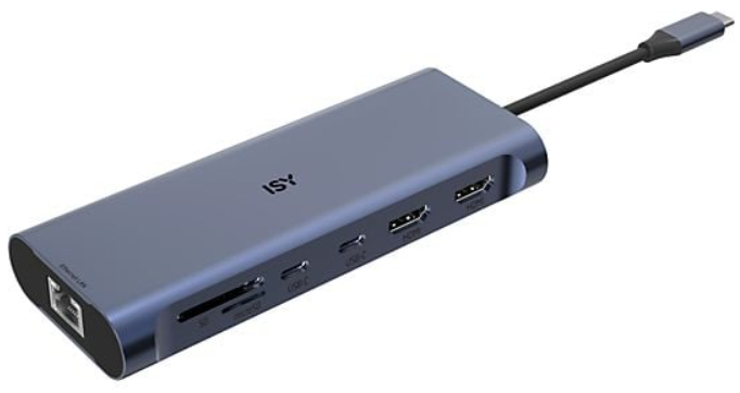 ISY IAD-1030 laptop dock/port replicator Wired USB 3.2 Gen 1 (3.1 Gen 1) Type-C Silver – image 1