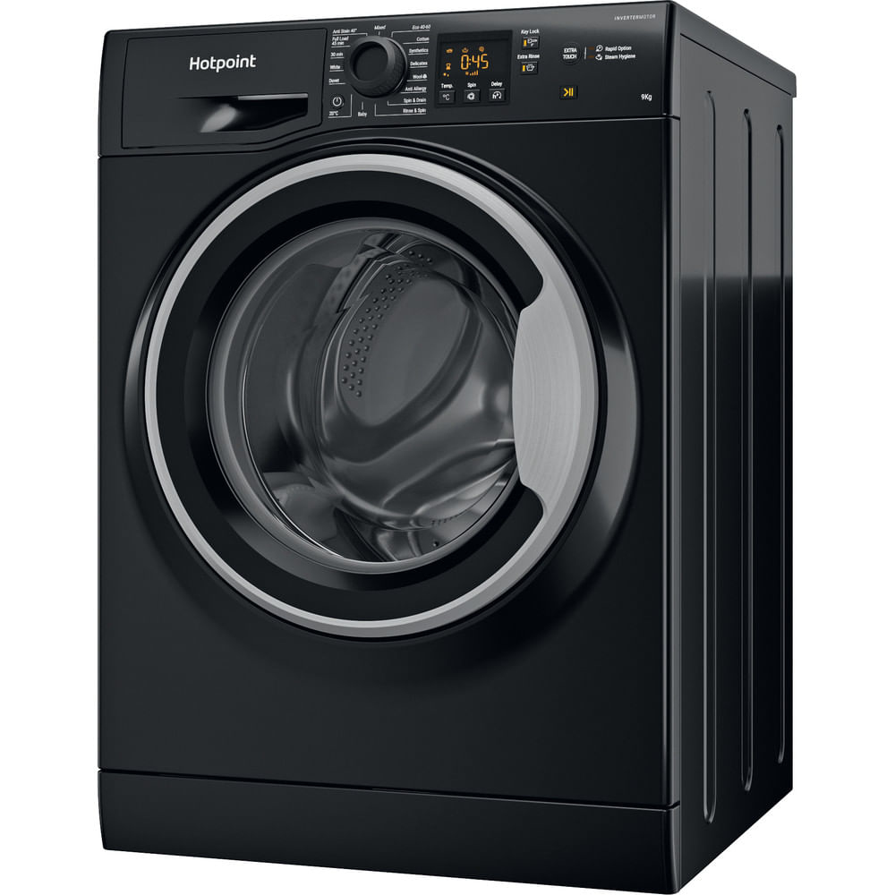 Hotpoint 9kg Washing Machine Freestanding Black With 1600rpm & Woolcare – image 2