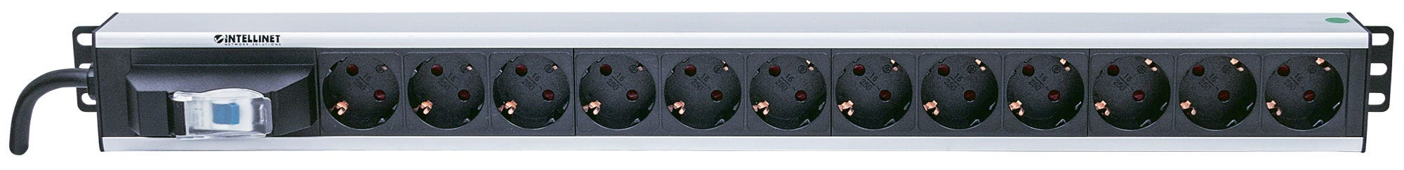 Intellinet Vertical Rackmount 12-Output Power Distribution Unit (PDU), EU CEE 7/3 Outlets, With Single Air Switch, No Surge Protection, Built-in 1.6m Power Cord – image 3