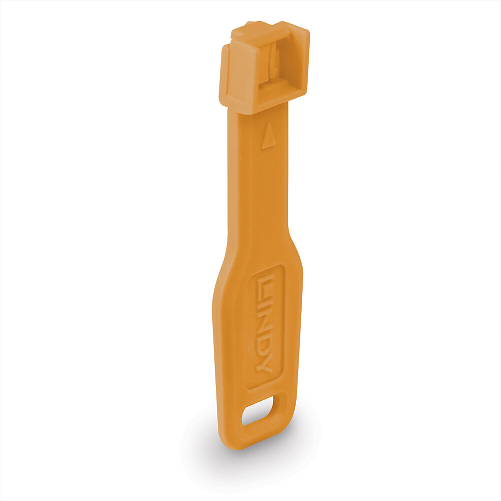 LINDY RJ45 Port Schlösser Orange, 10 Stck + 1 Schlüssel Notebookschlösser