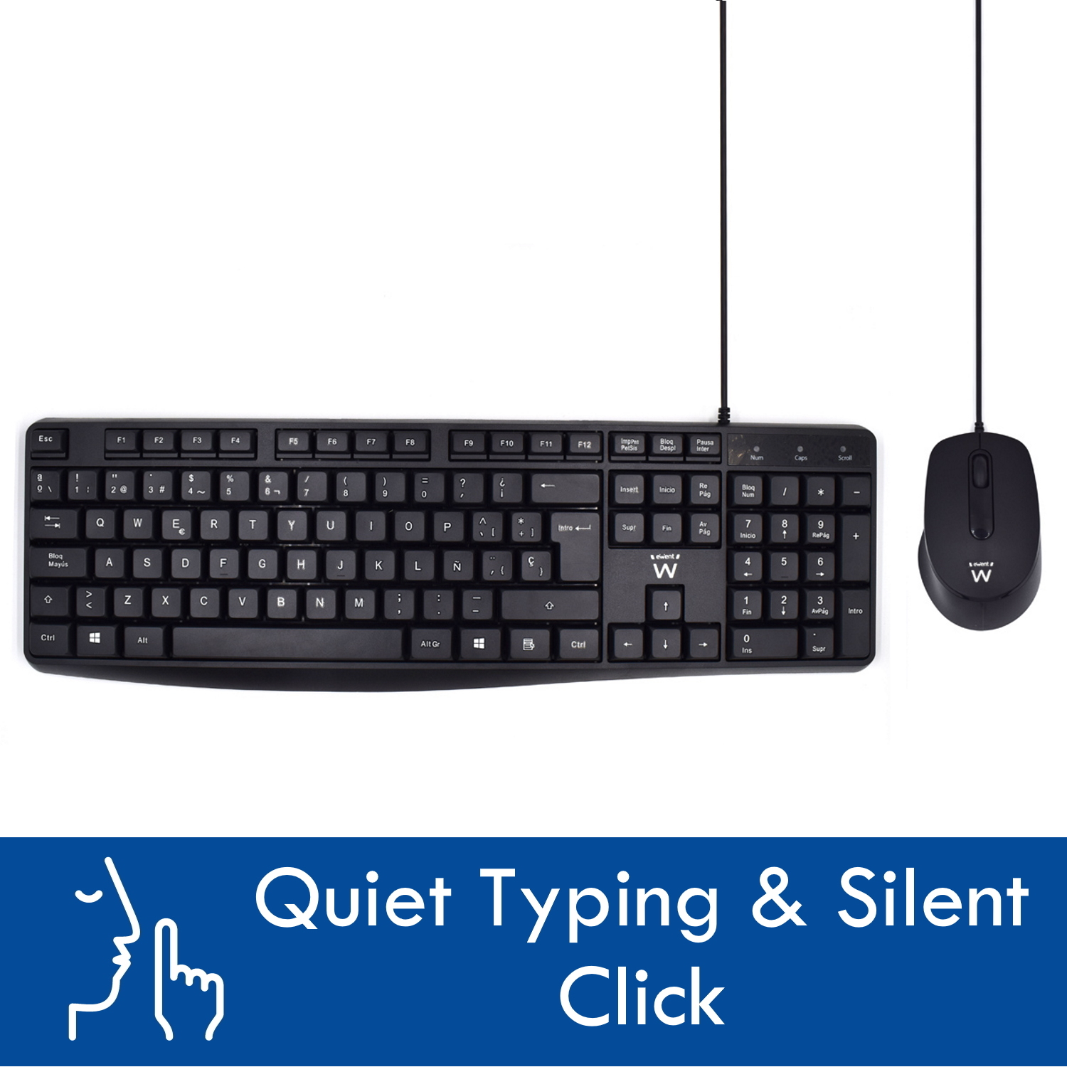 Ewent EW3006 keyboard Mouse included Office USB QWERTY Spanish Black – image 3
