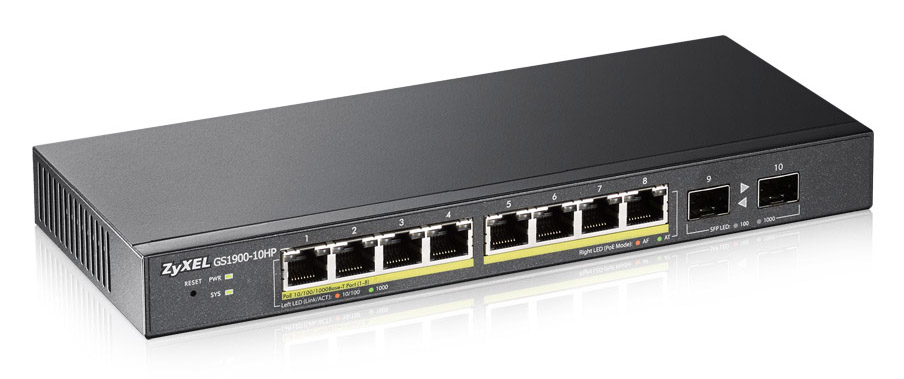 Zyxel GS1900-10HP Managed L2 Gigabit Ethernet (10/100/1000) Power over Ethernet (PoE) 1U Black – image 4