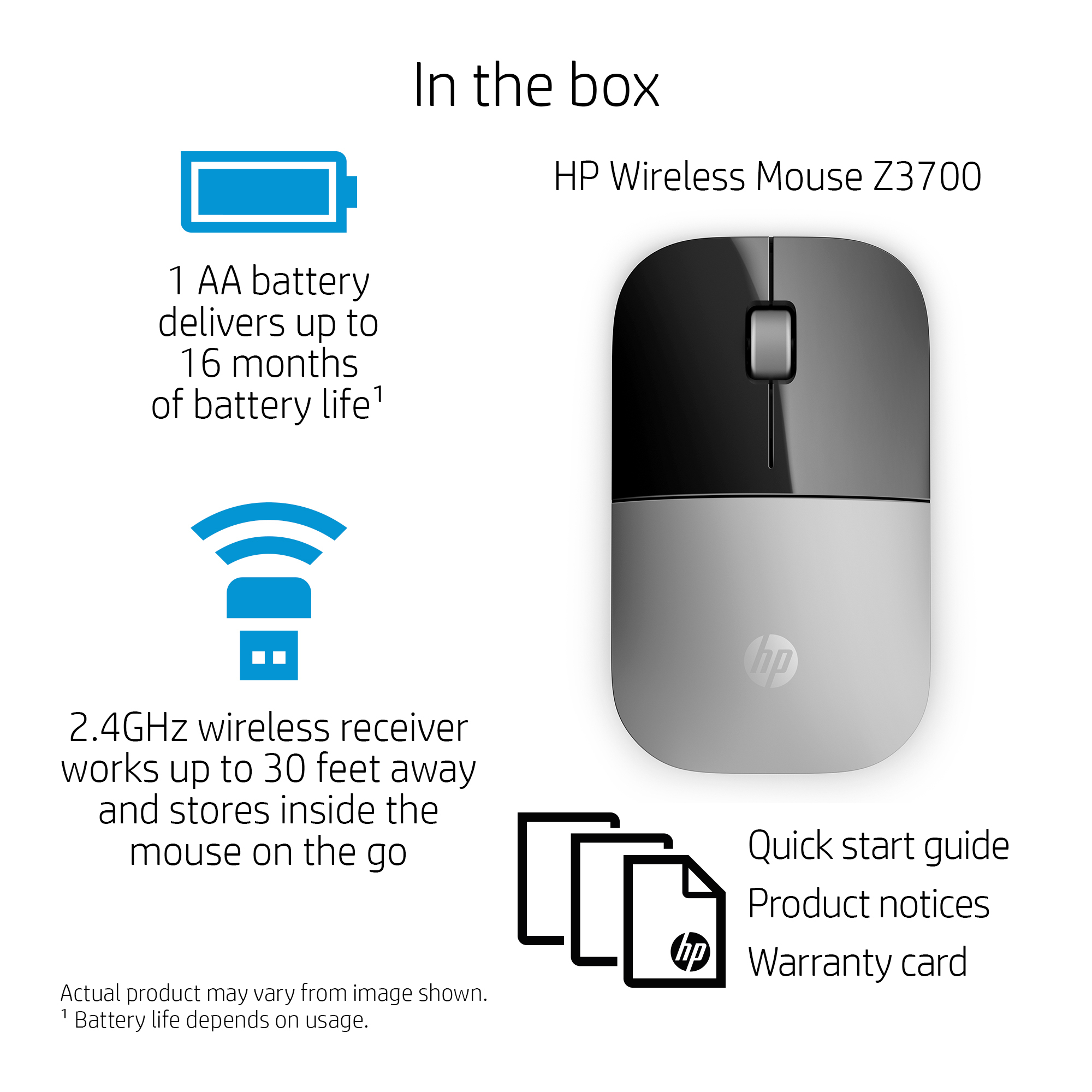 HP Z3700 Silver Wireless Mouse – image 4