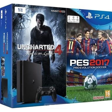 Sony Interactive Entertainment PlayStation 4 Slim 1TB + Uncharted 4 + PES 2017