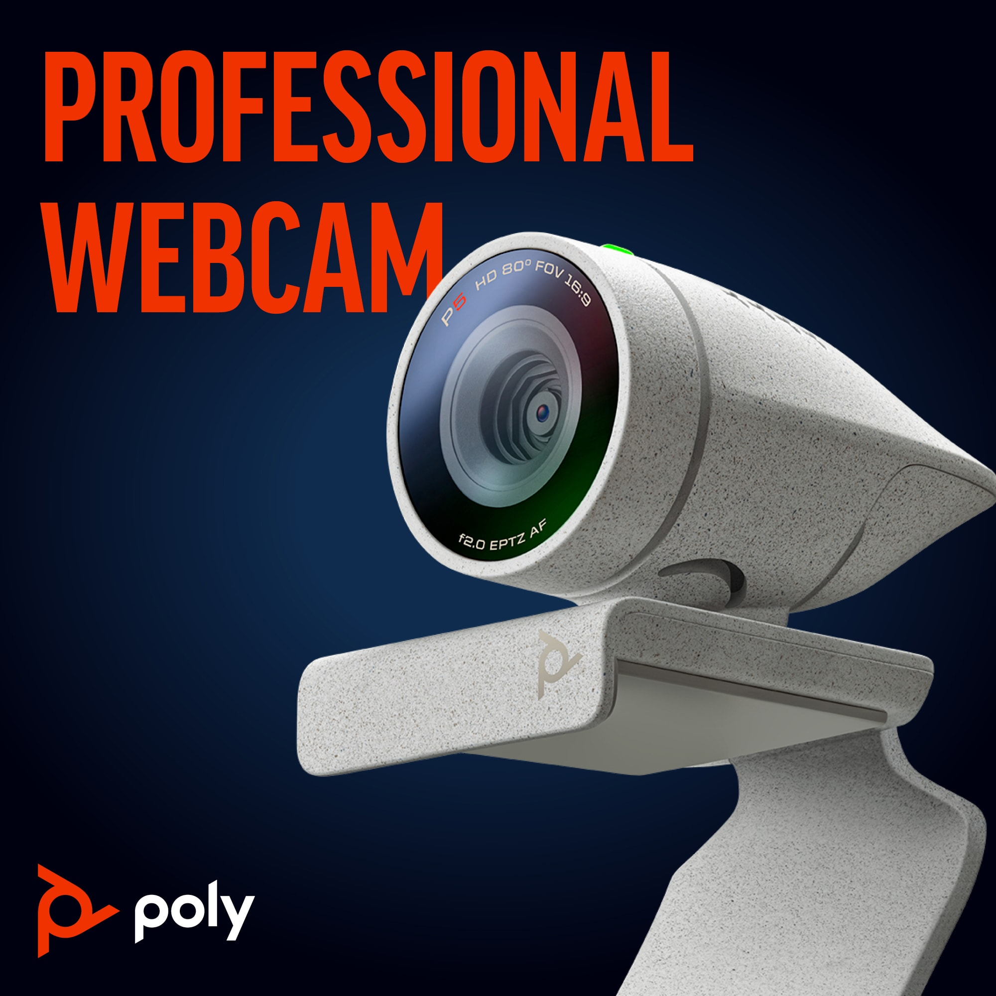 HP Poly Studio P5 USB-A Webcam TAA. Megapixel (approx.): 4 MP, Maximum video resolution: 1920 x 1080 pixels, Camera HD typ