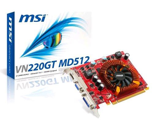 MSI VN220GT-MD512 graphics card NVIDIA GeForce GT 220 – image 1