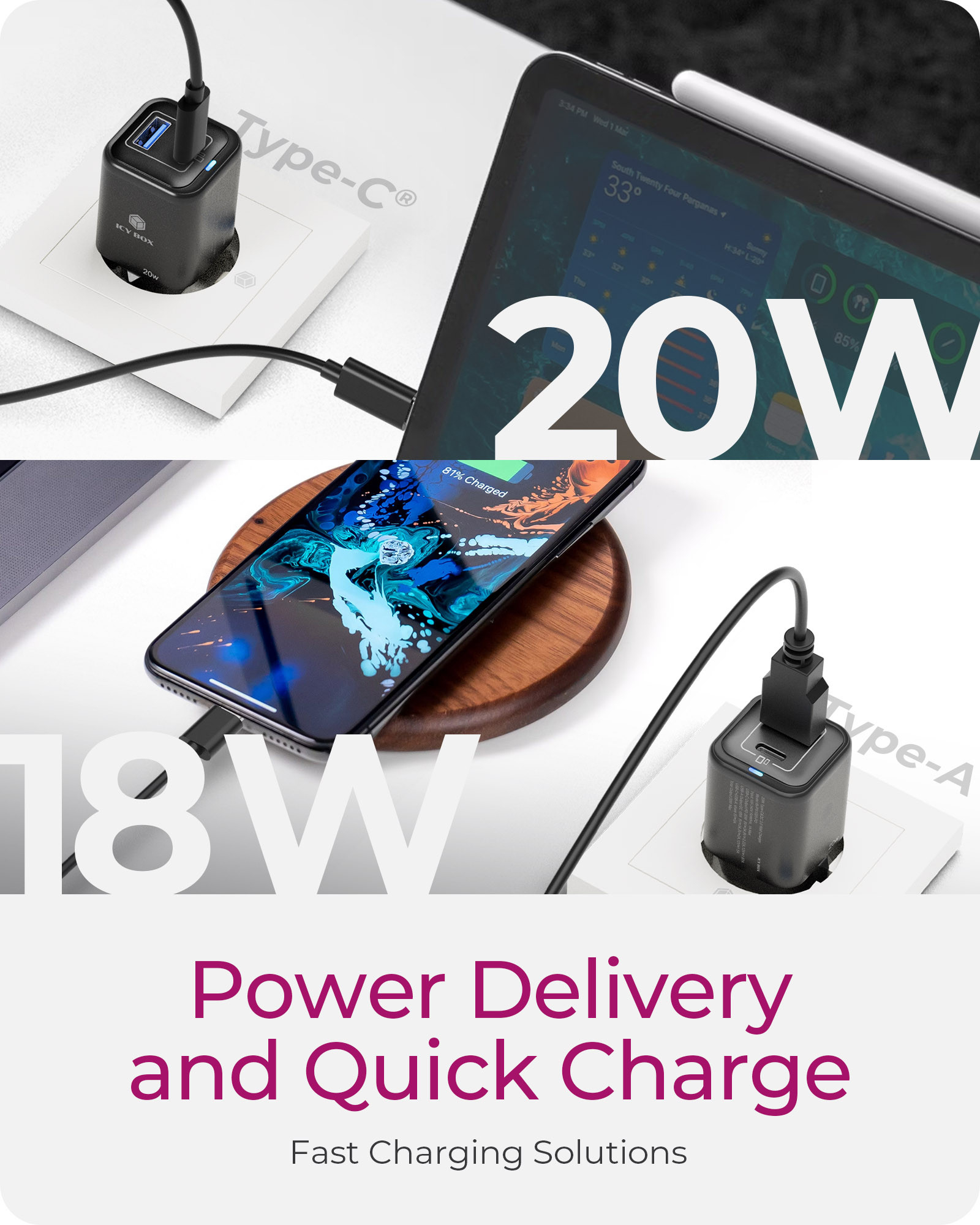 ICY BOX IB-PS1020-PD Universal Black AC Fast charging Indoor – image 2