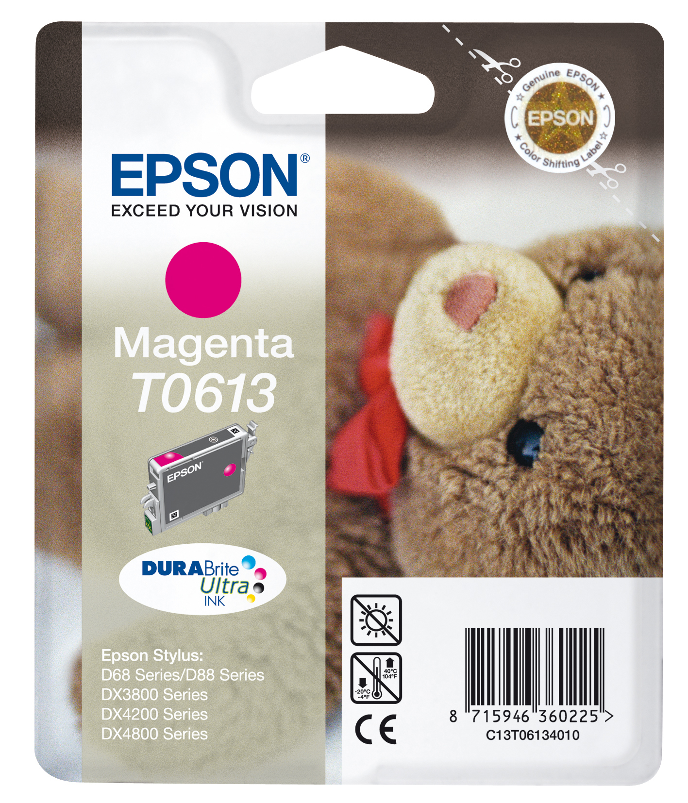 Epson Teddybear Singlepack Magenta T0613 DURABrite Ultra Ink – image 1