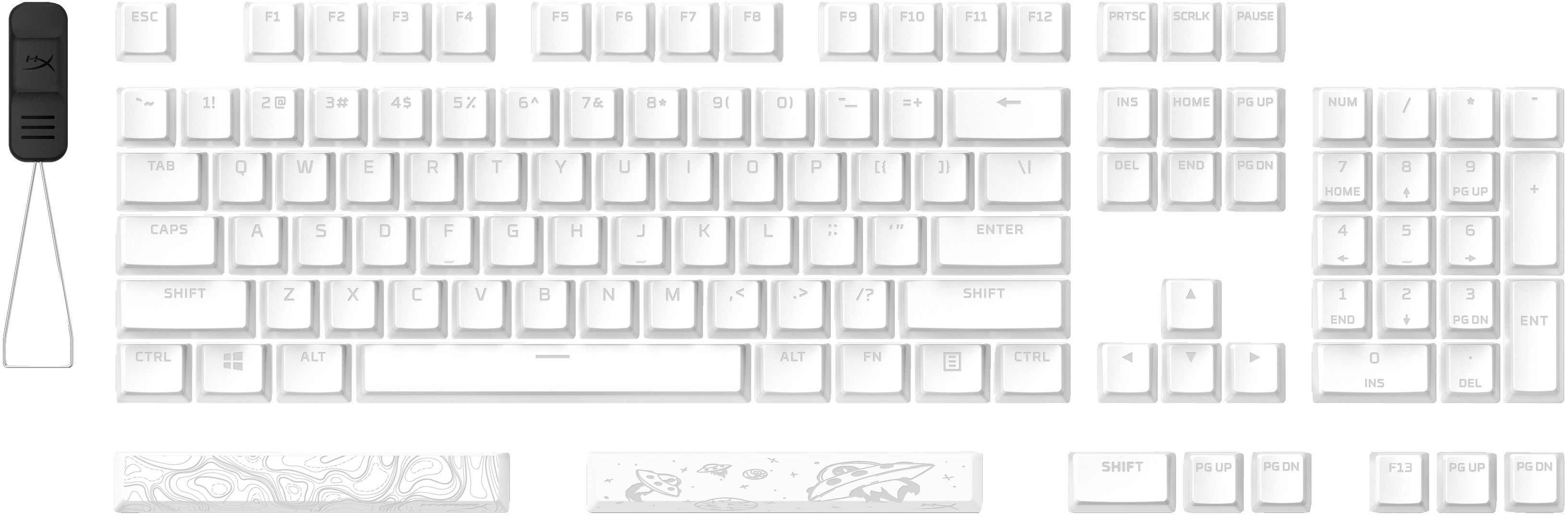 مجموعات أغطية مفاتيح HyperX Pudding 2 PBT بيضاء كاملة لتخطيط الولايات المتحدة