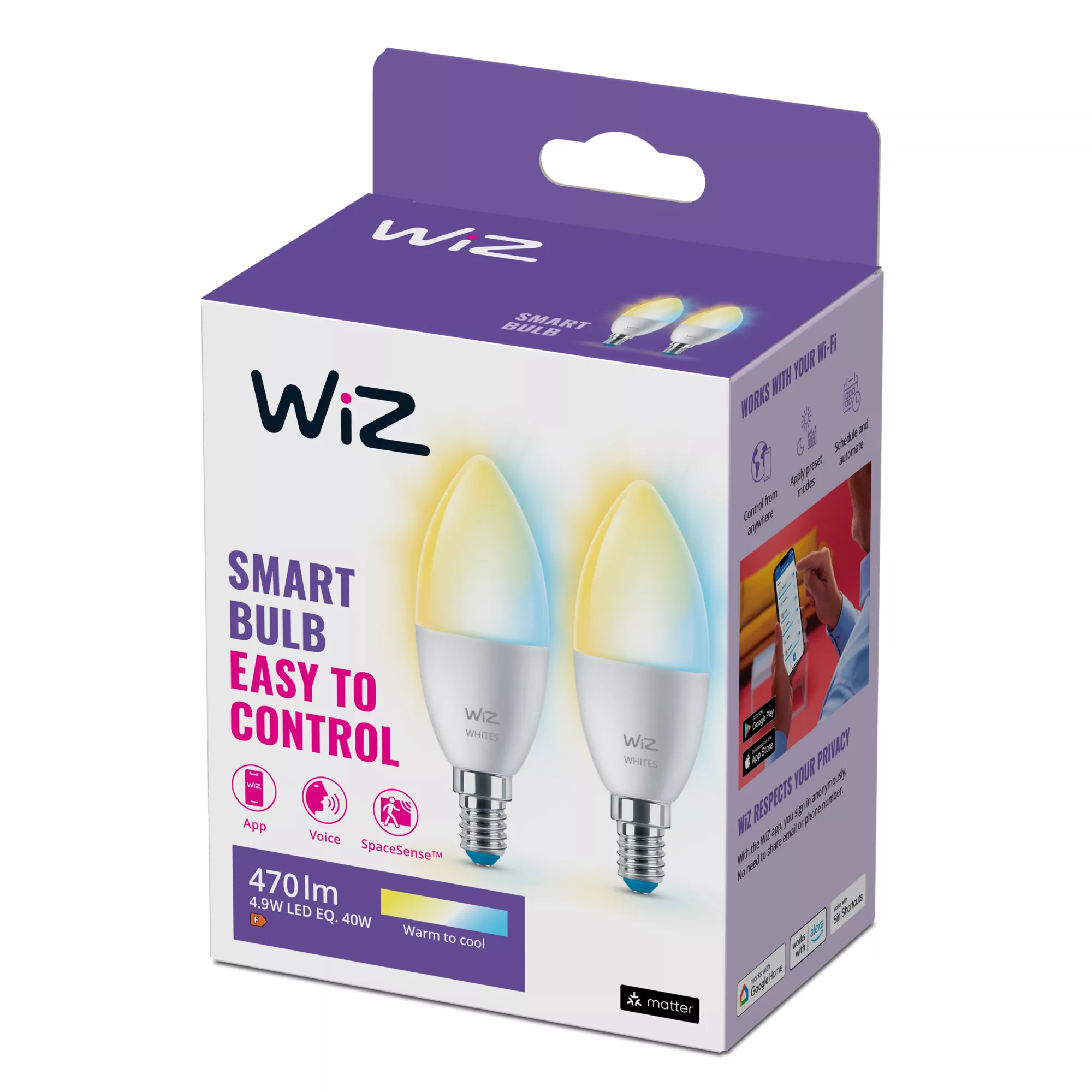 WiZ Candle 40 W C37 E14 x2 – image 2