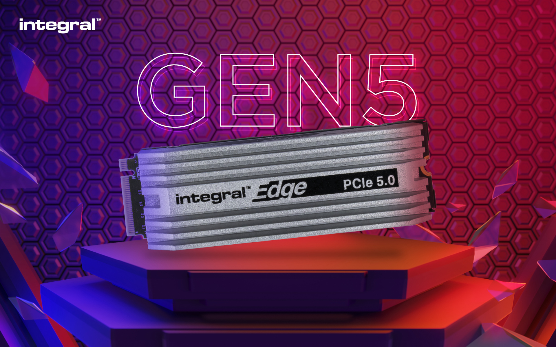 Integral 2TB - 2000GB SSD M.2 2280 NVME 2.0 PCIe Gen5 x4 R-12000MB/s W-10000MB/s IOPS R-1400K W-1400K TLC TBW 1400 WITH HEATSINK EDGE – image 1