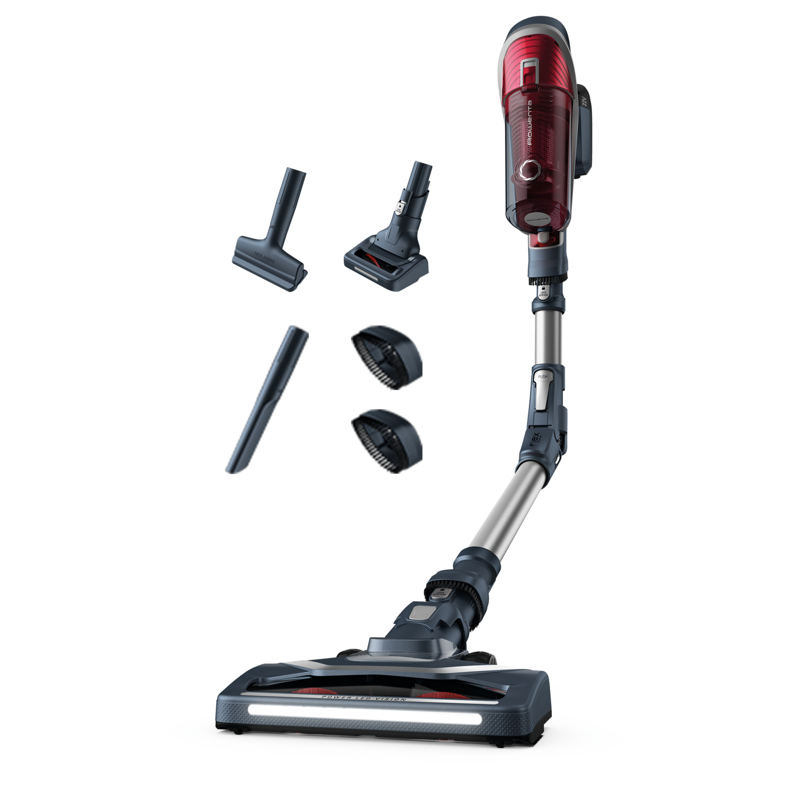 Rowenta X-Force RH9677 2-in-1 stick vacuum Battery Dry Bagless Grey, Red