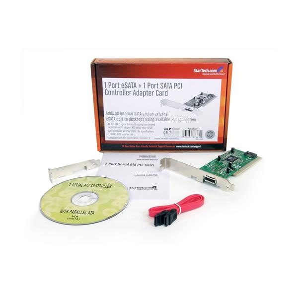 StarTech.com 1 Port eSATA + 1 Port SATA PCI SATA Controller Card w/ LP Bracket – image 5