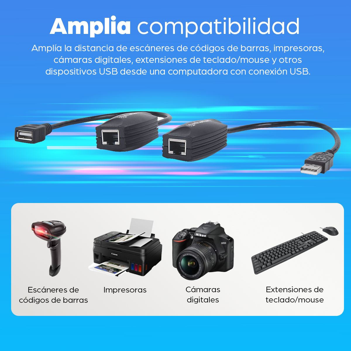 CABLE USB - EXTENSOR USB MANHATTAN - USB A / RJ45, USB A / RJ45, MACHO/HEMBRA, NEGRO, 179300