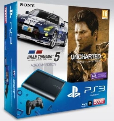 Sony Interactive Entertainment PlayStation 3 500GB Super Slim + Gran Tursimo 5 Academy Editon + Uncharted 3 GOTY