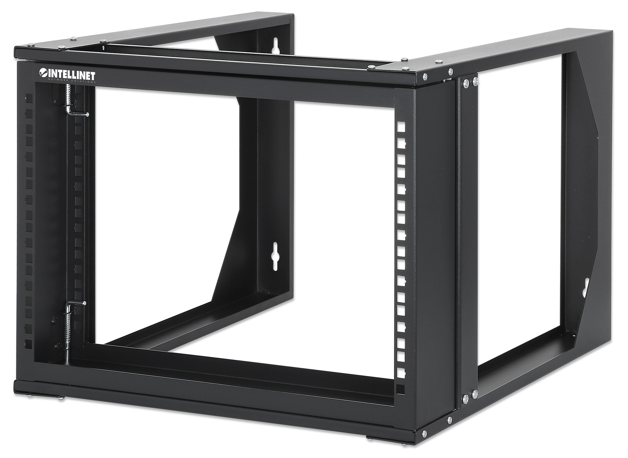 Intellinet 19" Wall Mount Open Frame Network Rack, 6U, Front-hinged Swing Frame Flat Pack, 2-Post
