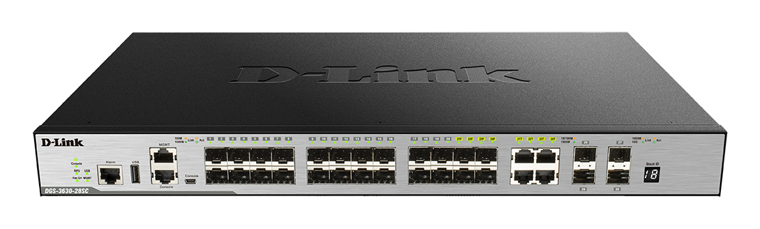 D-Link 24-Port SFP L3 Stackable Managed Gigabit Switch including