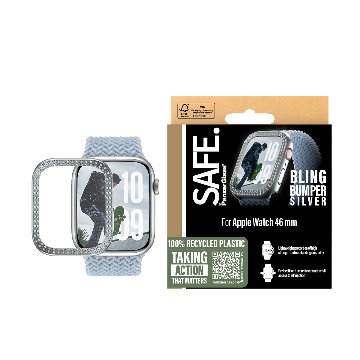 PanzerGlass SAFE. by PanzerGlass® Bling Bumper Silver Apple Watch Series 11 | 10 | 46mm – image 2