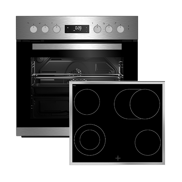 Beko BUM22321X cooker Freestanding cooker Electric Ceramic hob Black, Stainless steel