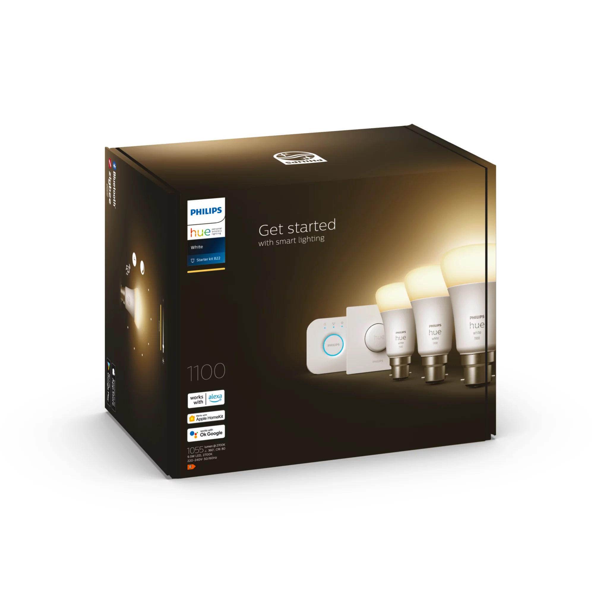 Philips by Signify Philips Hue White Starter kit: 3 B22 smart bulbs (1100) + smart button – image 3