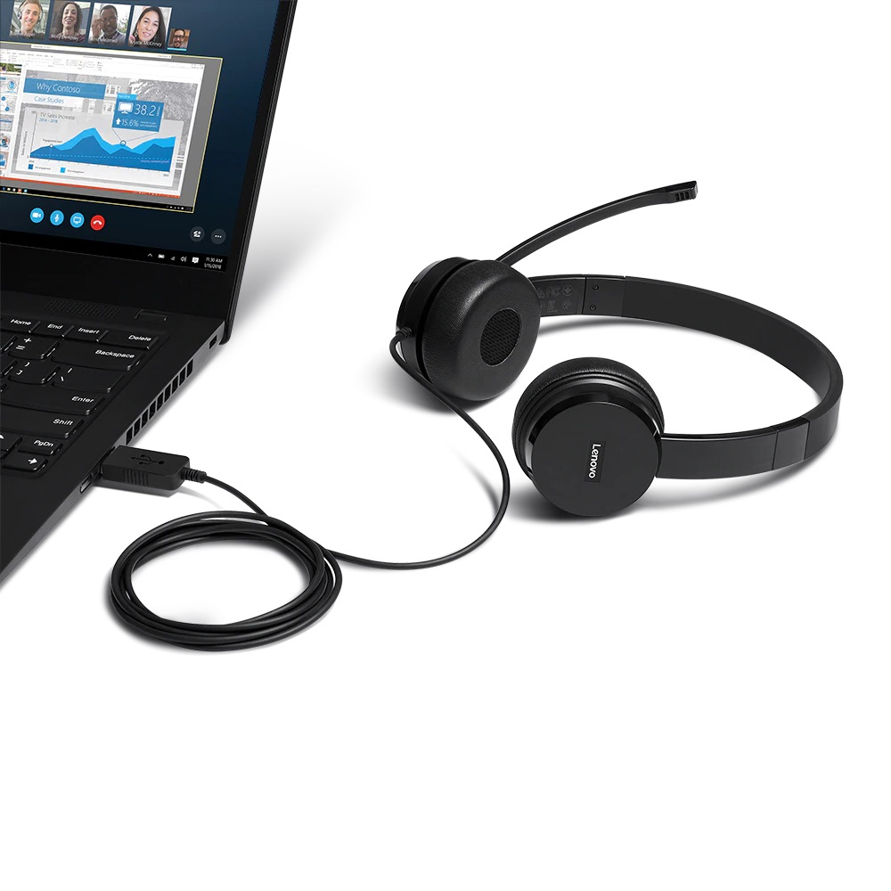 Lenovo 4XD0X88524 headphones/headset Wired Head-band Office/Call center Black – image 3
