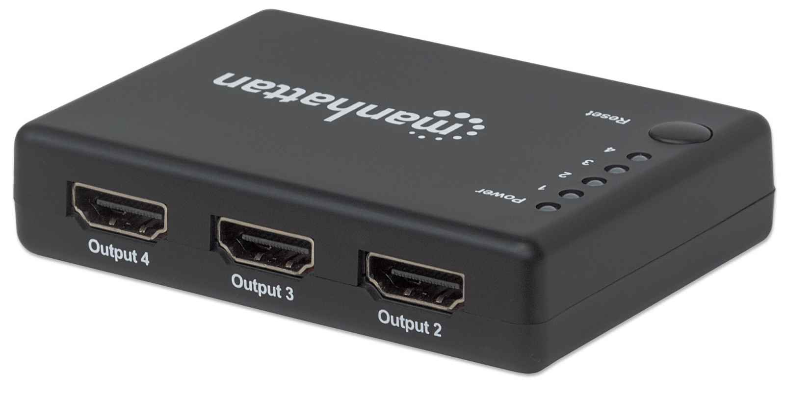 Manhattan HDMI Splitter 4-Port (Compact), 4K@30Hz, Displays output from x1 HDMI source to x4 HD displays (same output to four displays), AC Powered (cable 0.7m) – image 5