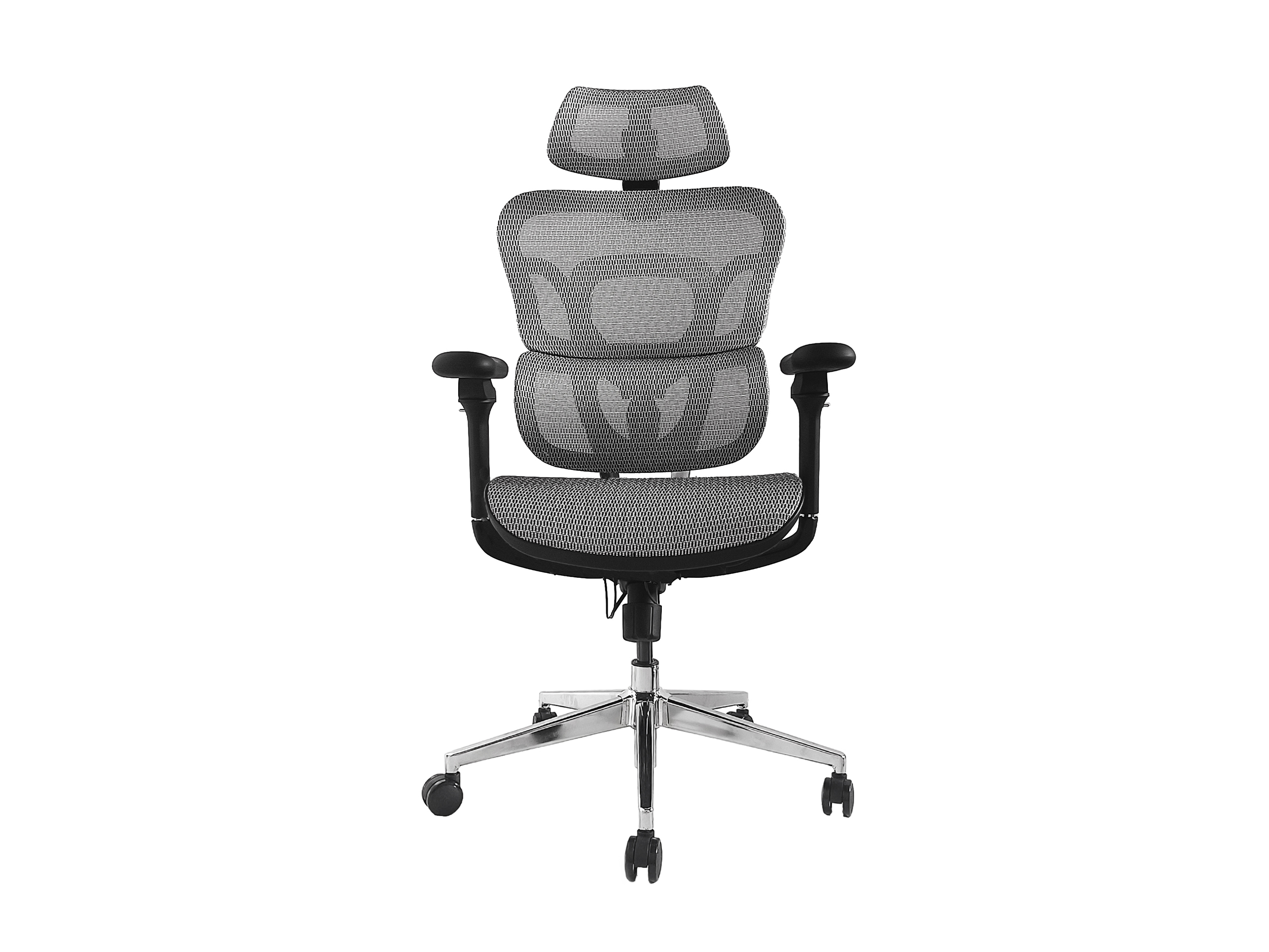 Ergonomischer Premium-Bürostuhl mit Kopfstütze und Armlehnen, Grau
