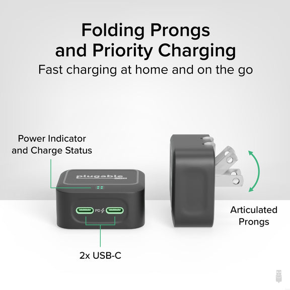 Plugable Technologies PS-40C2B mobile device charger Universal Black AC Fast charging Indoor – image 3