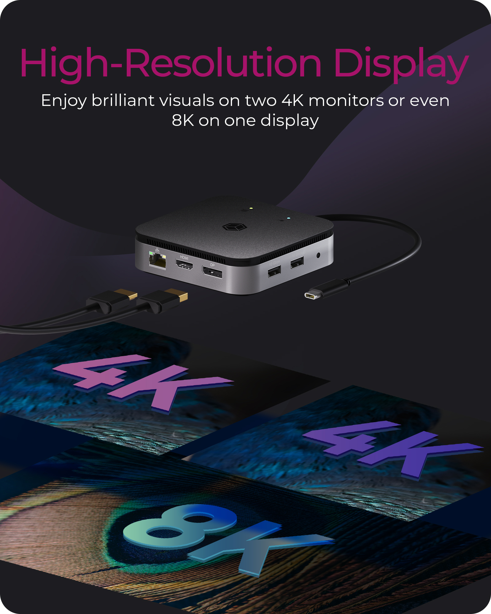 ICY BOX 7-in-1 USB4® DockingStation with dual video output – image 2