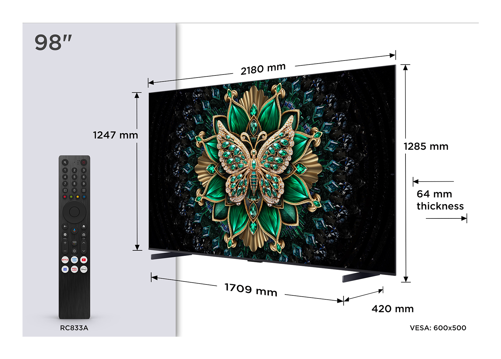 TV Tcl QD Mini LED 98C69K 249 cm 2025 — photo 1