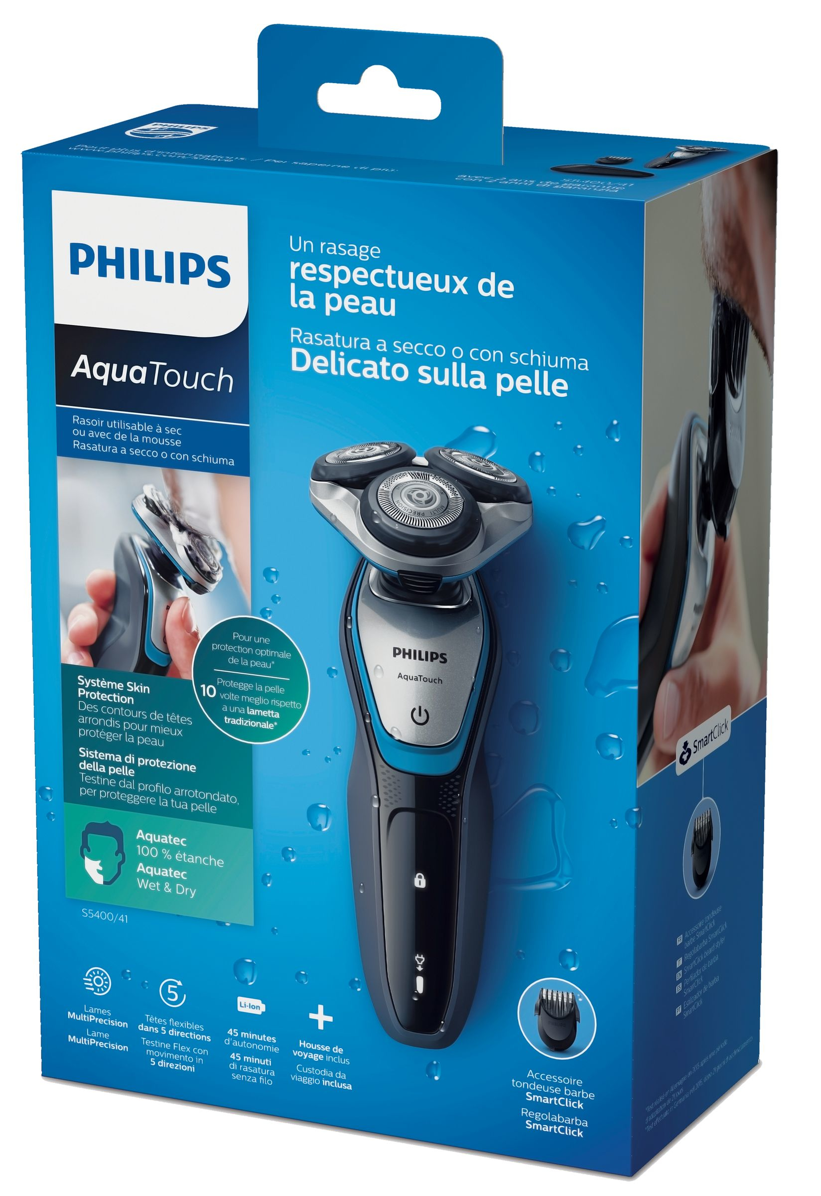 Philips AquaTouch S5400/41 men's shaver Rotation shaver Trimmer Blue, Grey – image 2