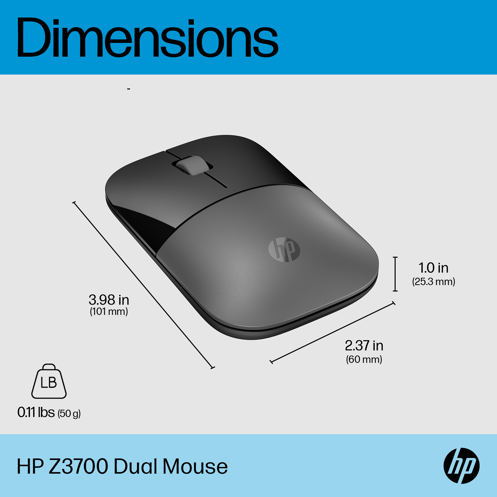 HP Z3700 Dual Silver Wireless Mouse – image 3