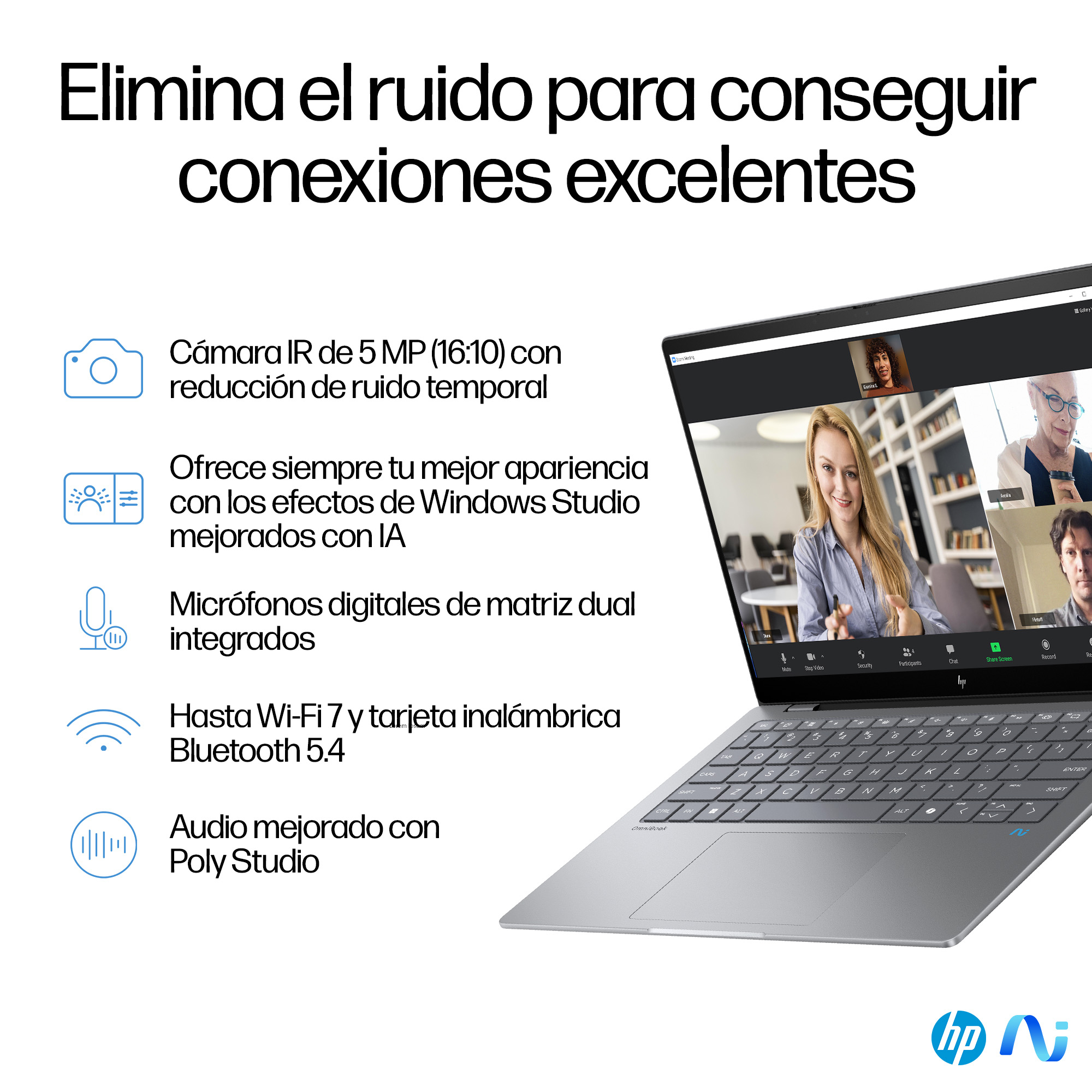 Portátil - HP OmniBook X 14- fe0002ns Copilot+ PC, 14" 2K, Snapdragon® Elite X1E-78-100 45 TOPS, 16GB RAM, 1TB SSD, Adreno Graphics, Windows 11 H - imagen 9