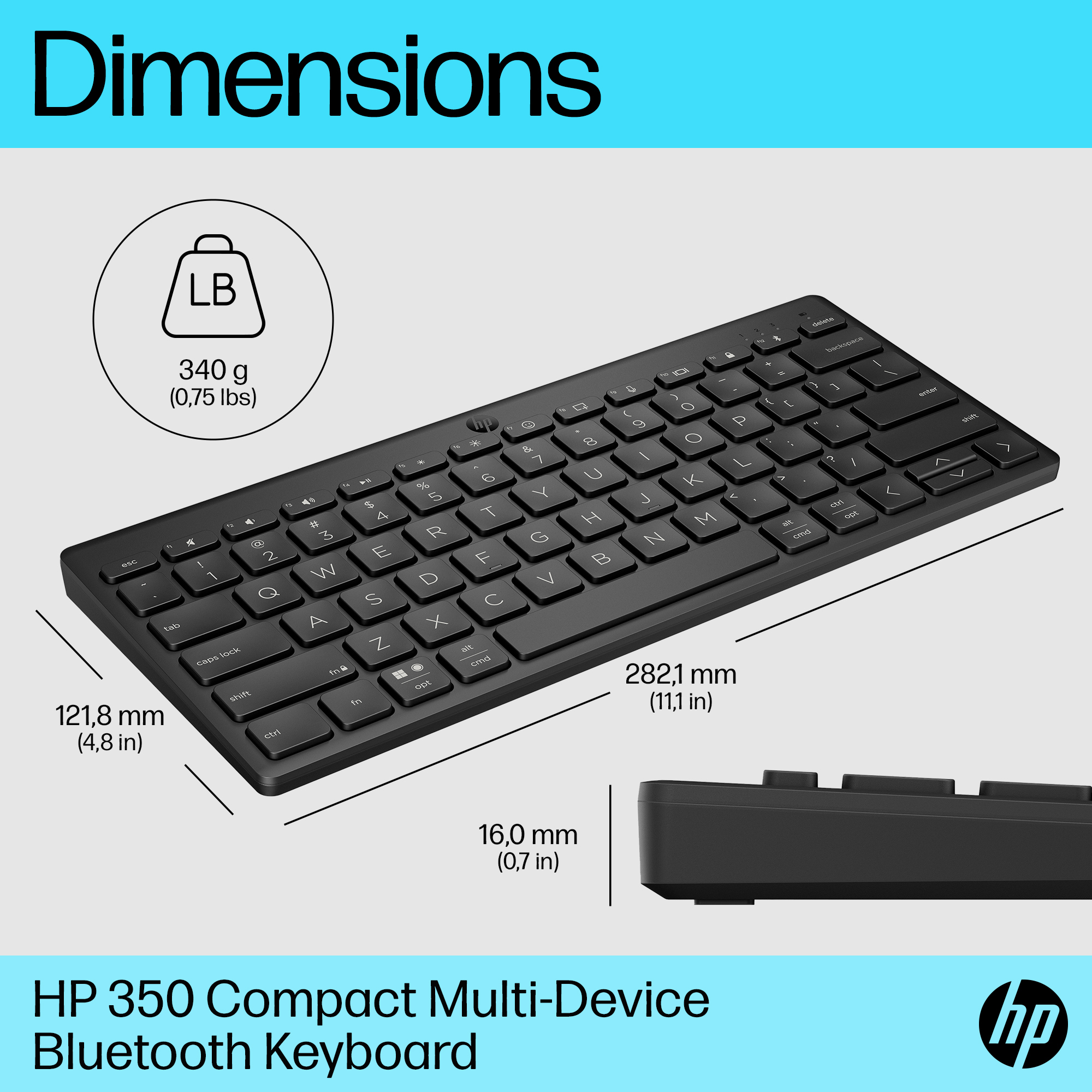 HP 350 BLK Compact Multi-Device Keyboard – image 5