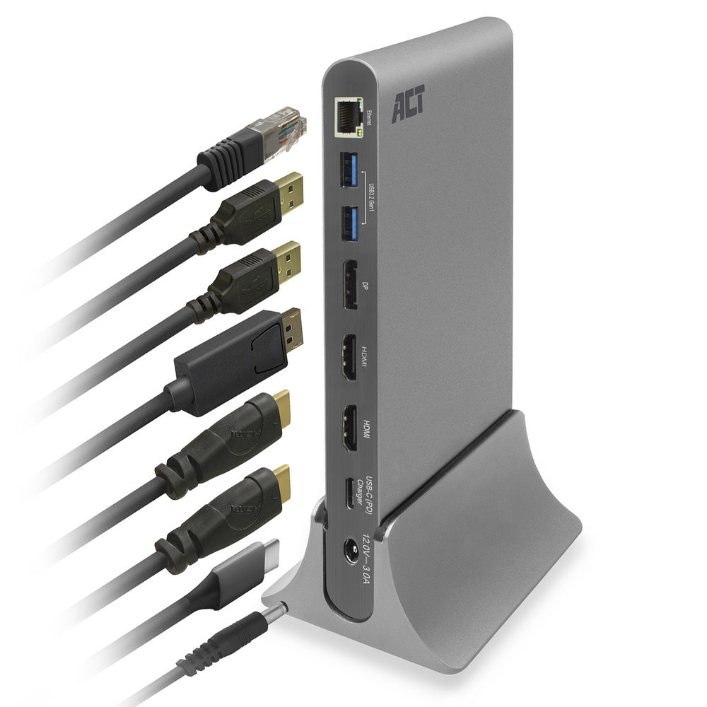ACT AC7047 laptop dock/port replicator Wired USB 3.2 Gen 1 (3.1 Gen 1) Type-C Grey – image 8