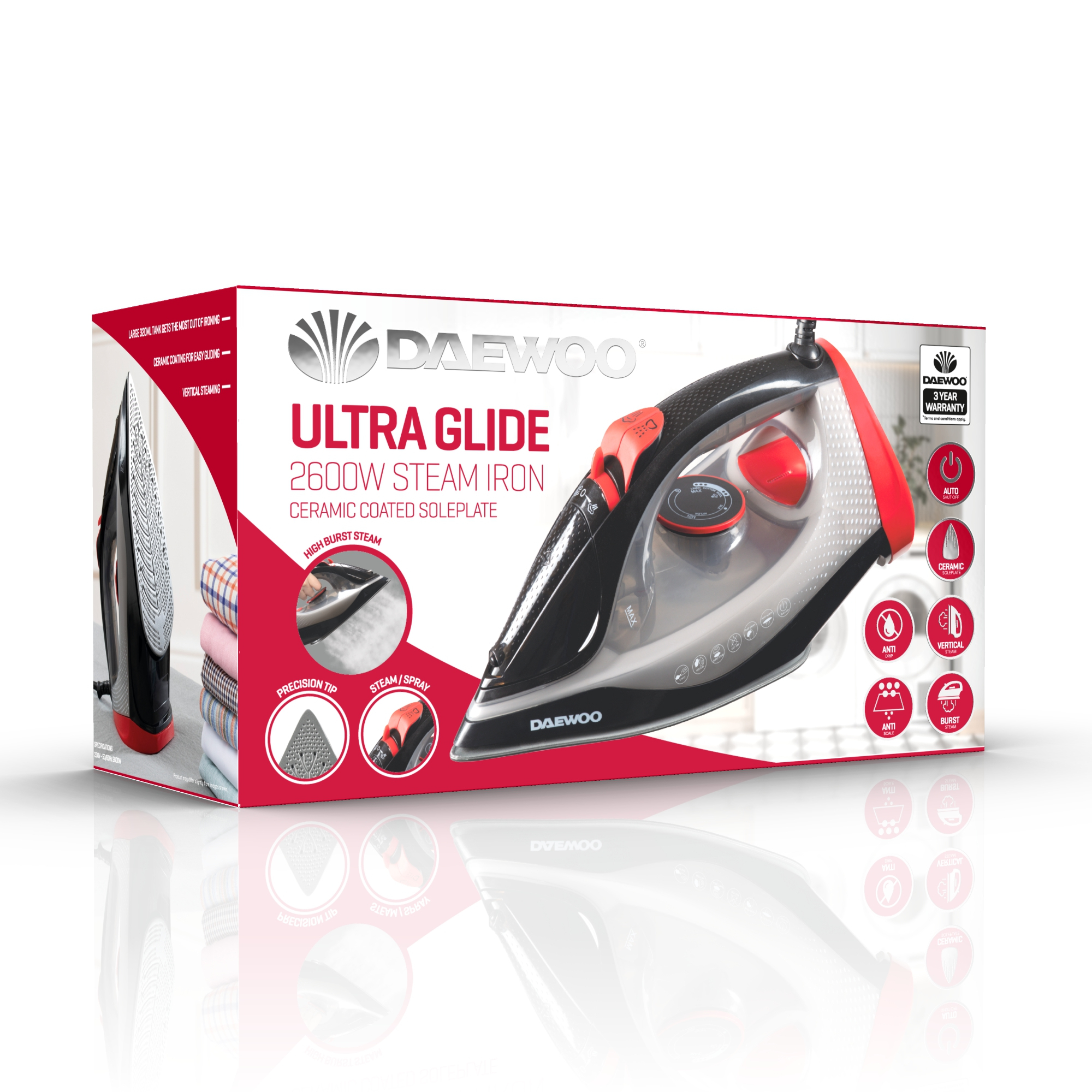 Daewoo SDA1590GE iron Dry & Steam iron Ceramic soleplate