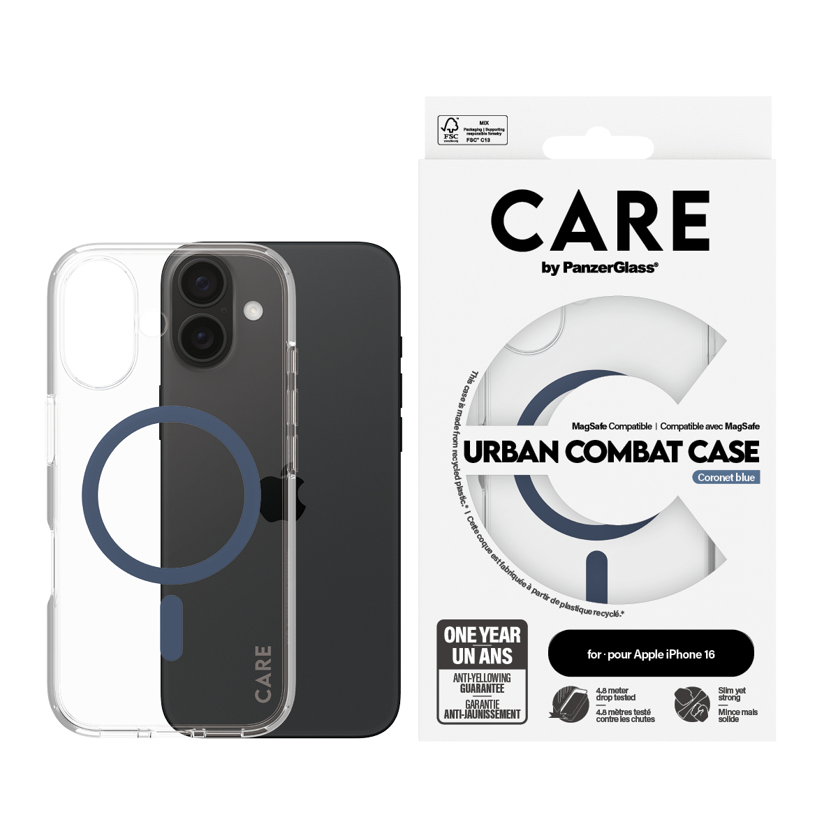 PanzerGlass CARE by PanzerGlass® Flagship Case Transparent Urban Combat w. Blue MagSafe iPhone 16 – image 2