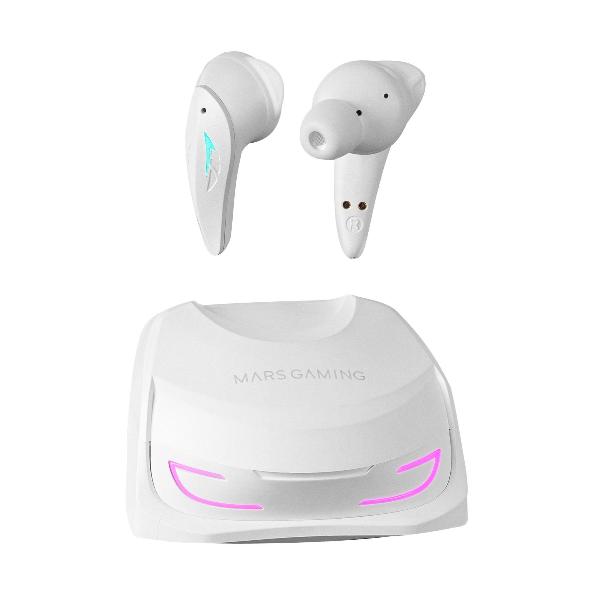 Mars Gaming MHI-ULTRA White Wireless Headset TWS RGB Flow Bluetooth 5.3 Triple Noise Cancellation 24H Battery – image 4
