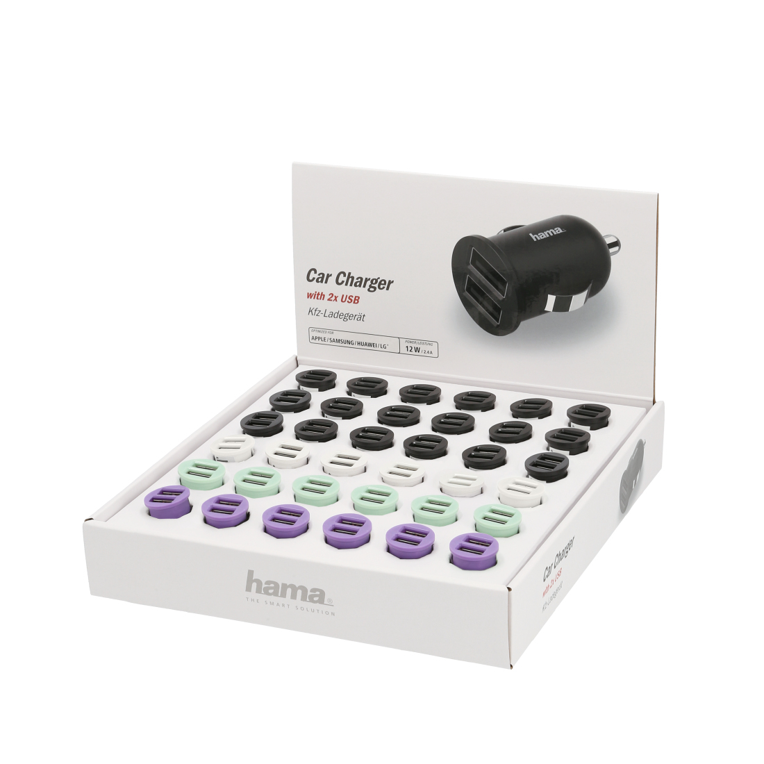 Hama 00210545 mobile device charger Smartphone, Tablet Black, Green, Violet, White Cigar lighter Auto