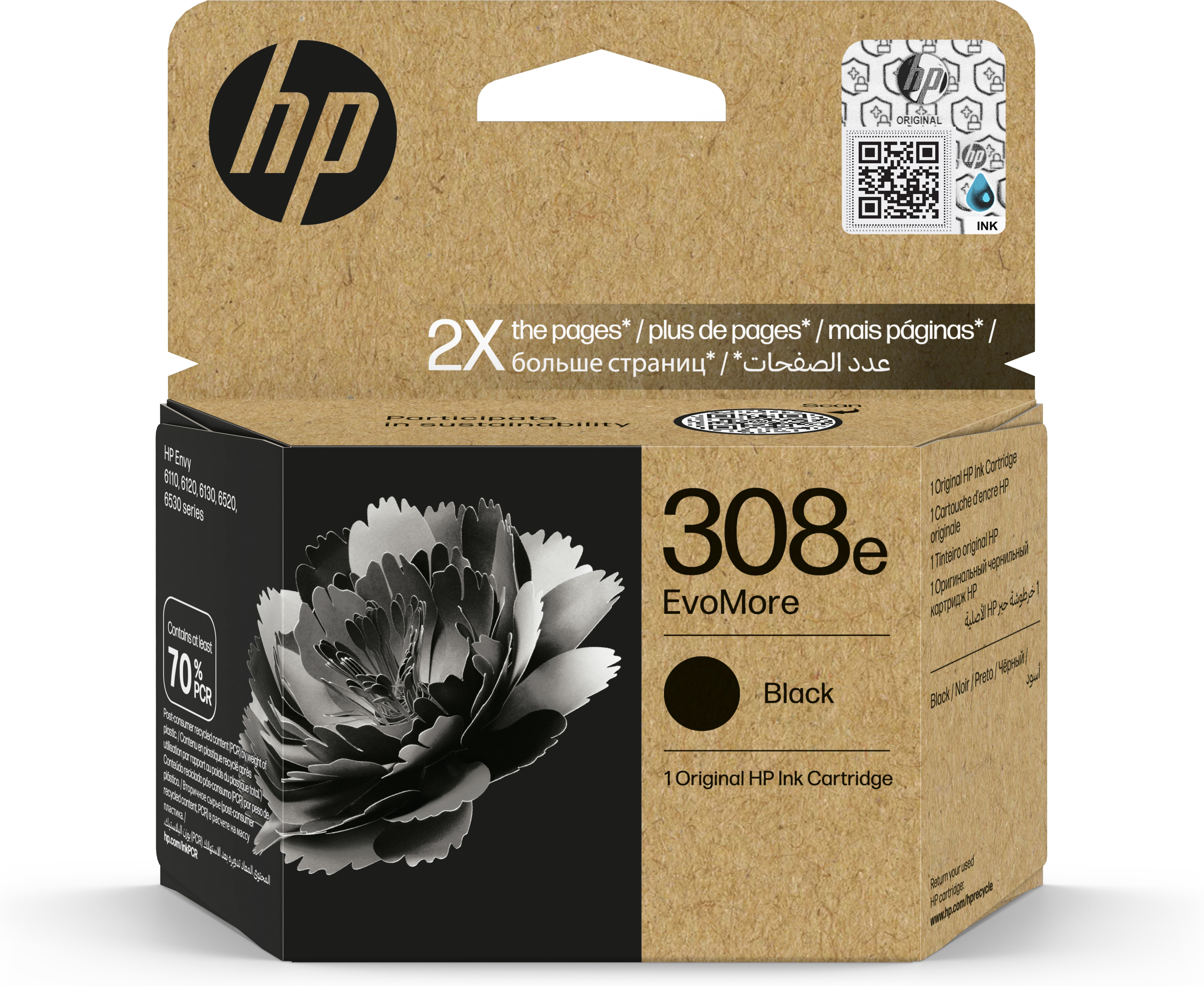 HP Cartuccia di inchiostro nero originale EvoMore 308e