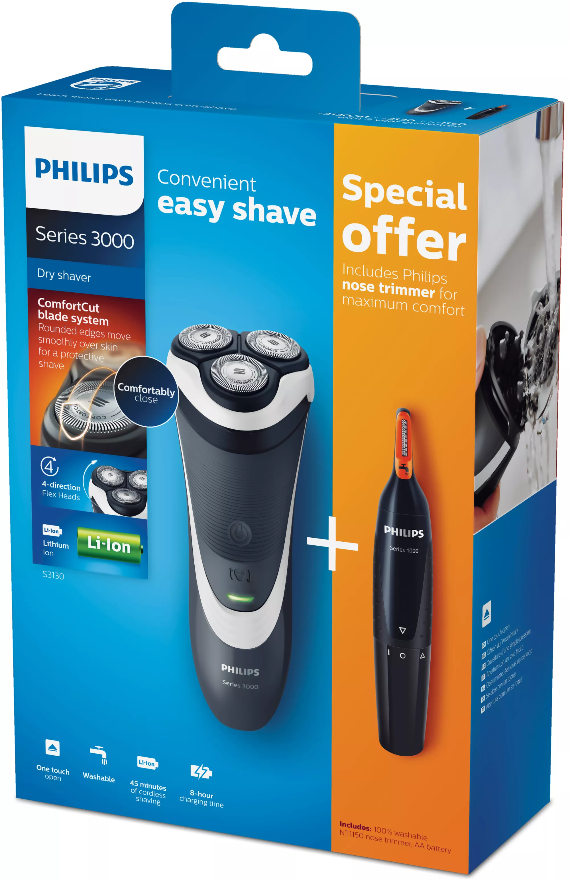 Philips SHAVER Series 3000 S3130/41 men's shaver Rotation shaver Black, White – image 2