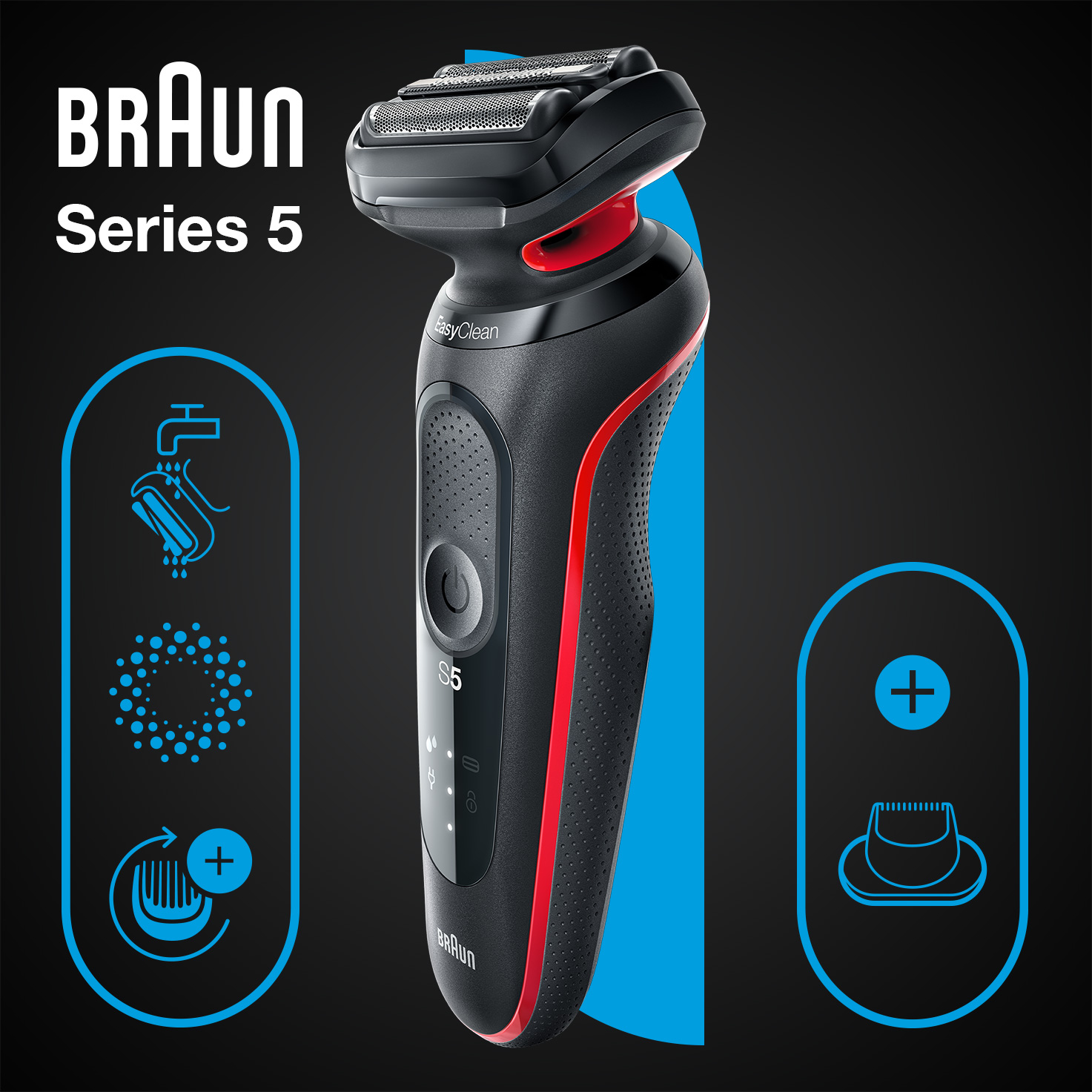 Braun Series 5 51-R1200S men's shaver Foil shaver Trimmer Black, Red – image 3