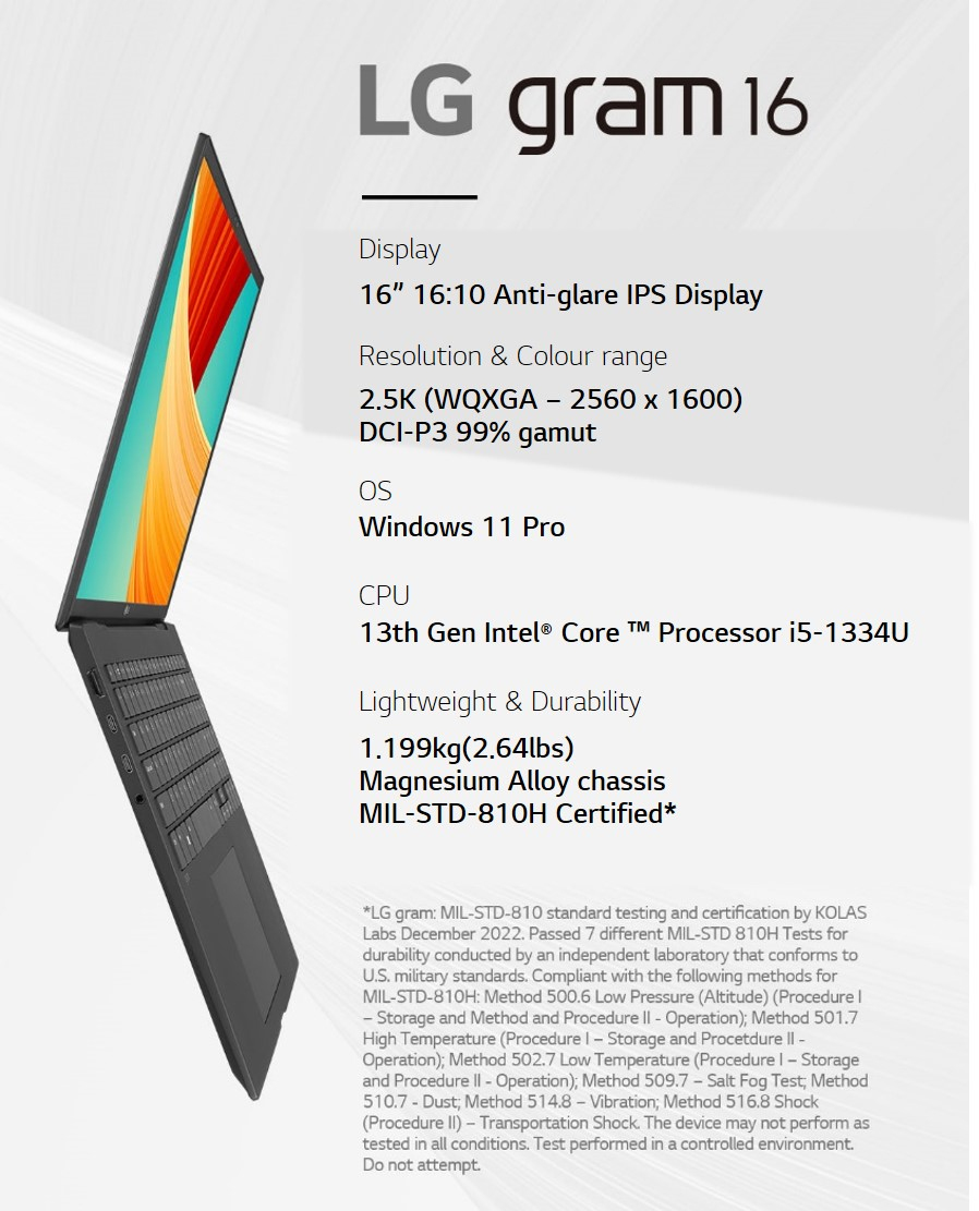 LG Gram 16Z90RU-G.AP52A1 laptop Intel® Core™ i5 i5-1334U – image 2