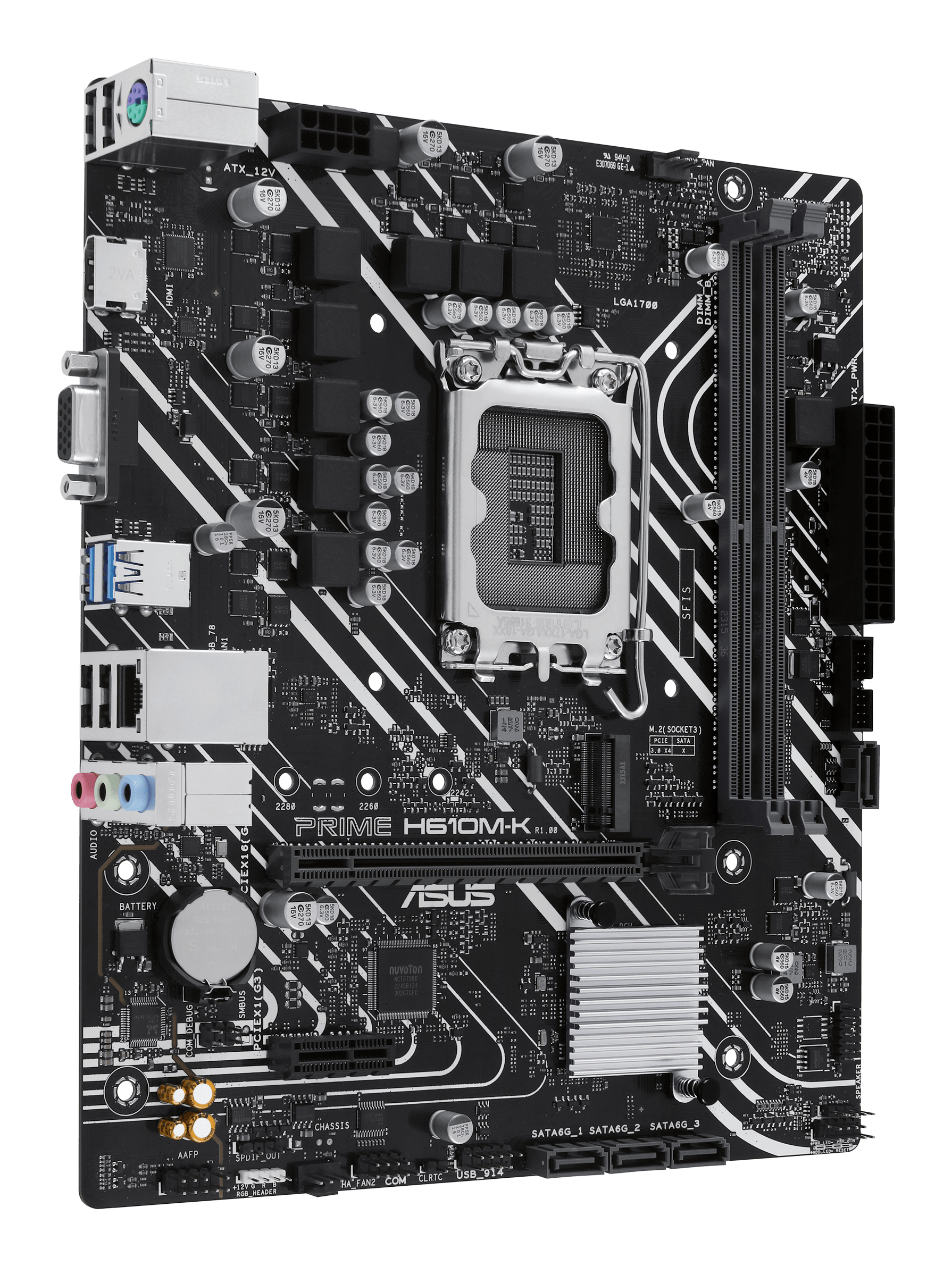 Tarjeta Madre ASUS PRIME H610M-K - Socket 1700 - 2x DDR5 - 4800/5200/5600MHz - HDMI - VGA - USB 2.0/3.2 - Micro ATX - PRIME H610M-K