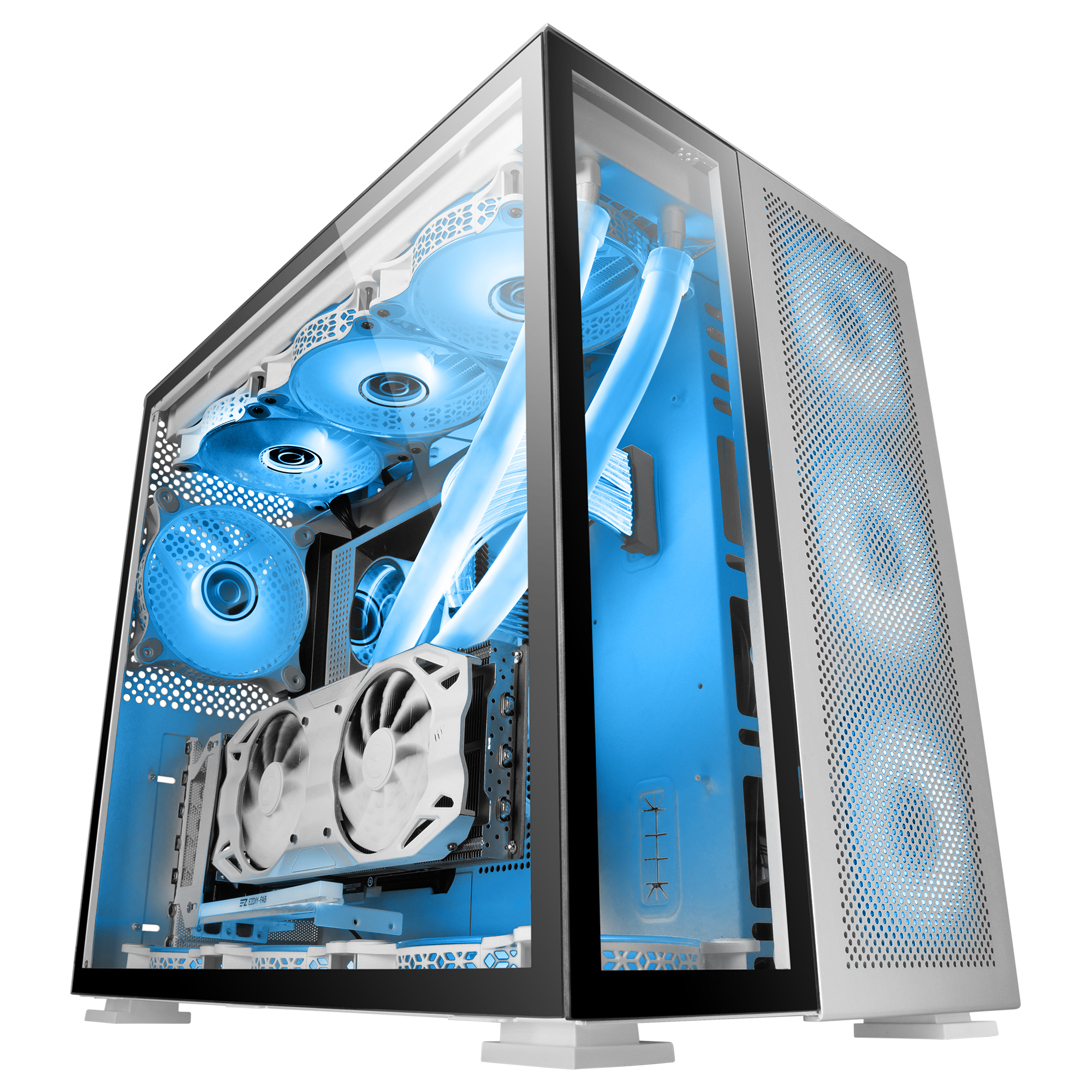 Mars Gaming MC-NOVA Custom XXL E-ATX Gaming Tower Aerospace Aluminium Full Double Tempered Glass Window Dual Chamber Frame USB-C