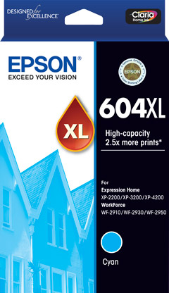 EPSON 604XL CYAN INK - XP-2200,XP-3200,XP-4200,WF-2910,WF-2930,WF-2950