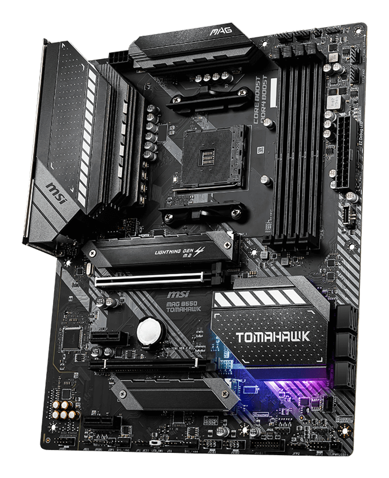 Tarjeta Madre MSI MAG B550 TOMAHAWK - Socket AM4 - 4xDDR4 - 2133/3200/5100(OC) MHz - HDMI - DisplayPort - M.2 - USB 2.0/3.2 - ATX  - MAG B550 TOMAHAWK